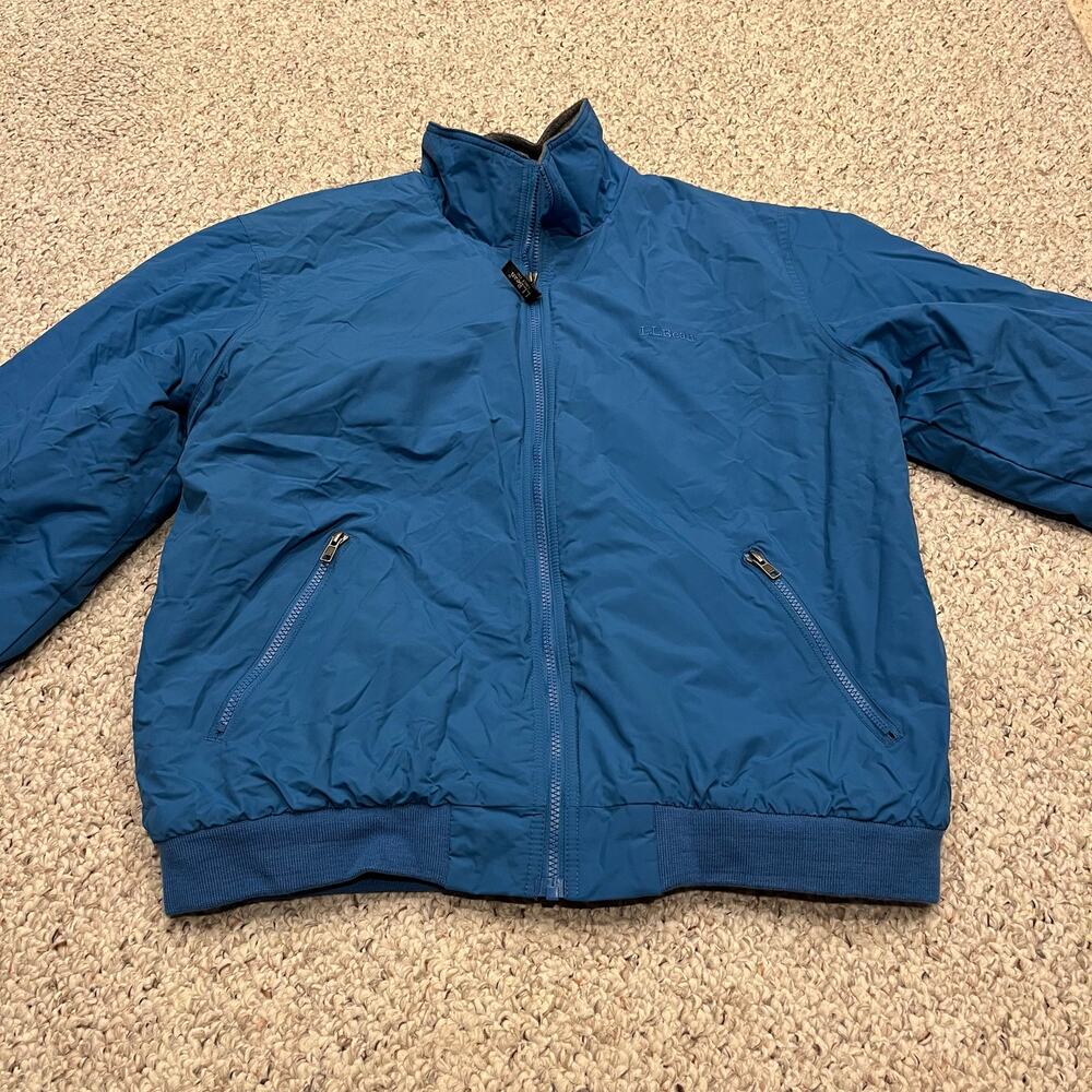 LL Bean Fleece Lined Warm Up Jacket Men's Sz L Blue Outdoor Casual Gorpcore